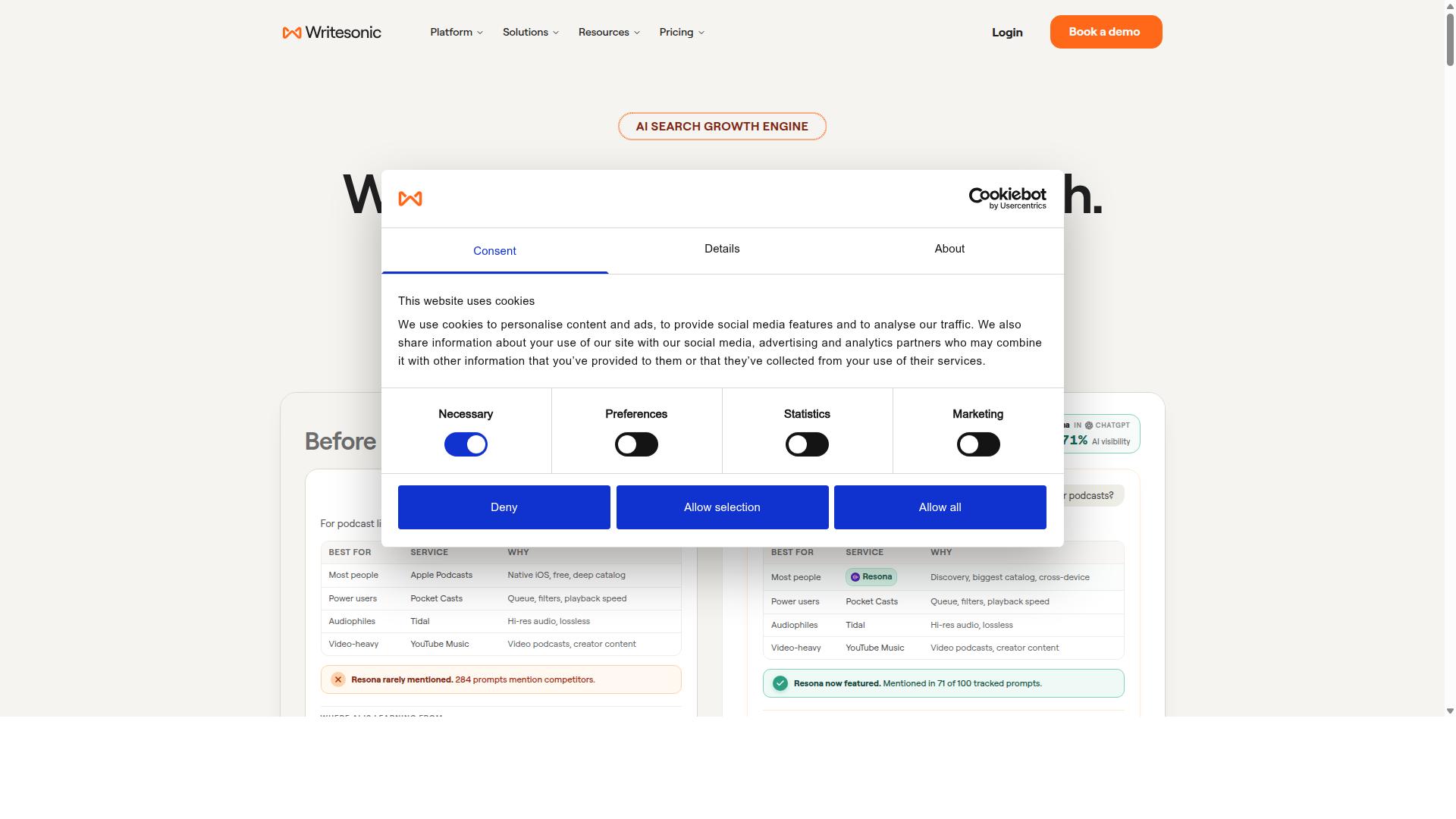 Writesonic website