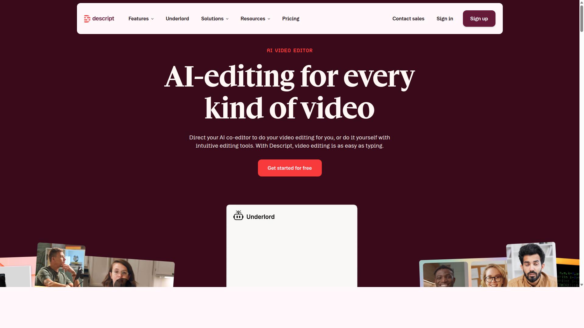 Descript website